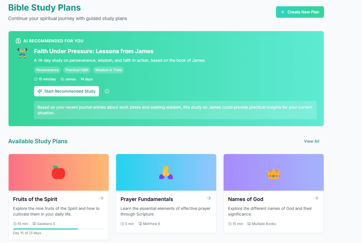 Rhemafy Study Plans Interface